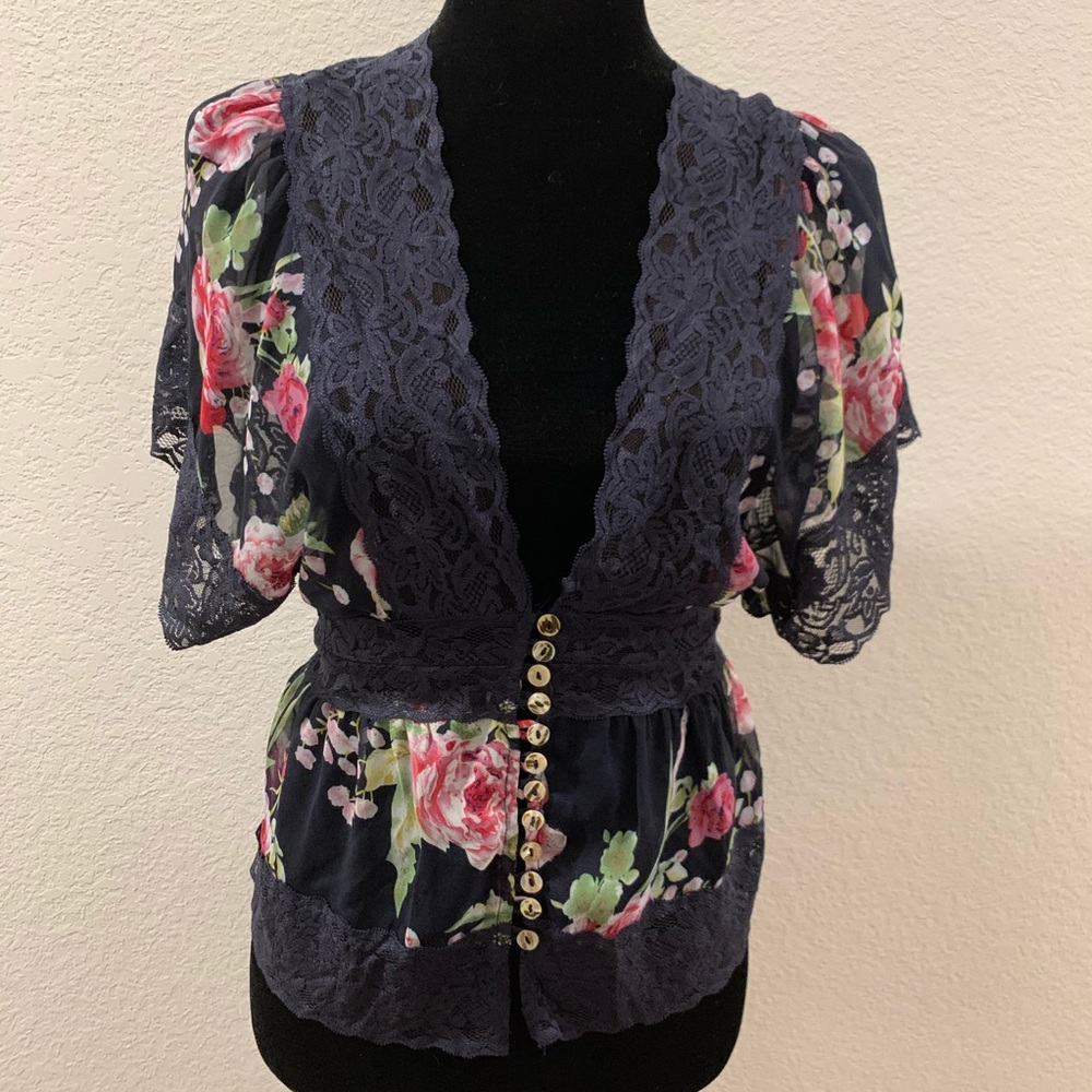 Navy Floral Kimono